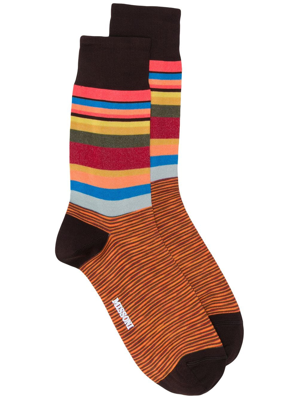 Missoni Striped Logo Socks - Brown | ModeSens
