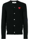Comme Des Garçons Play Heart Patch Knitted Cardigan In Black