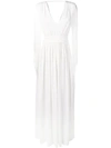 Alberta Ferretti Long Jersey Dress With Fringes In White