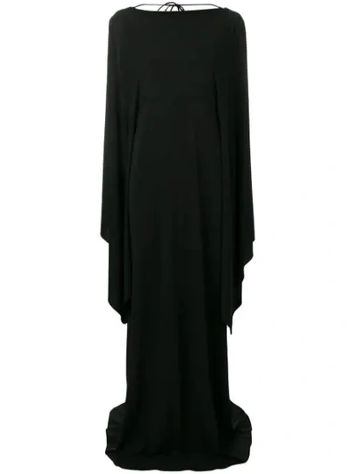 Alberta Ferretti Long Dress With Cape Sleeves In Black