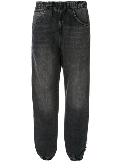 Alexander Wang T Alexanderwang.t Denim Logo Track Trousers In Grey