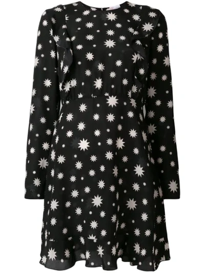 Red Valentino Realization Printed Silk-crepe Mini Dress In Black