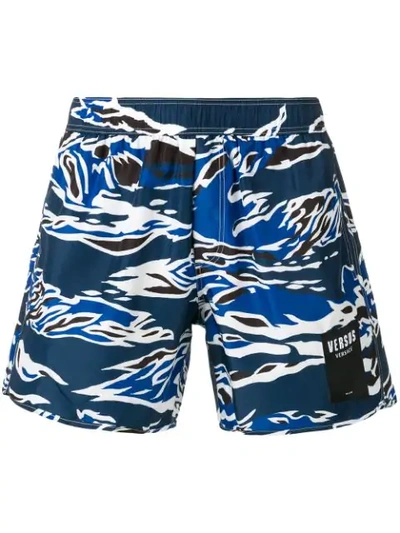 Versus Printed Swim Shorts In Blue