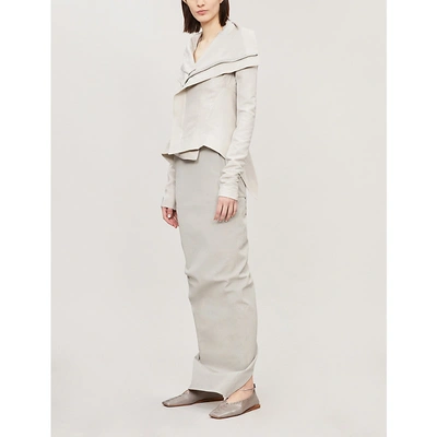 Rick Owens Naska Cotton And Silk-blend Biker Jacket In Oyster