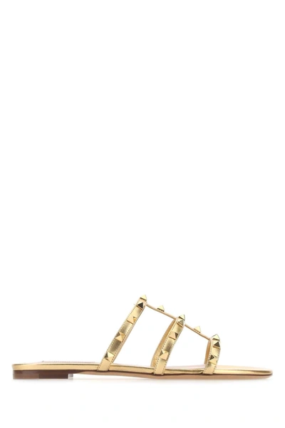 Valentino Garavani Rockstud Caged Flat Slide Sandals In Water Rose