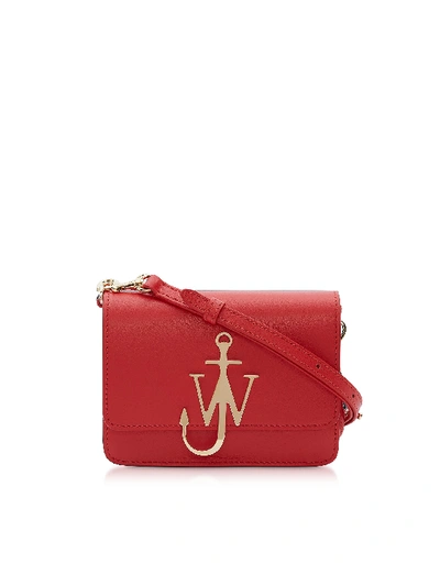 Jw Anderson Logo Leather Crossbody Bag - Red In Scarlet