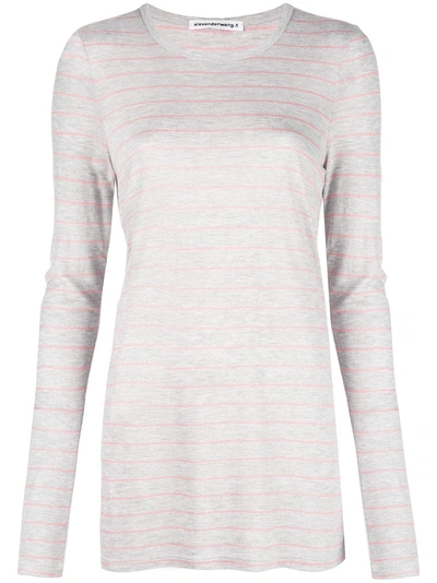 Alexander Wang T Striped Jersey Top In Grey