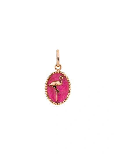 Gigi Clozeau Gold And Resin Flamingo Medallion In Pink