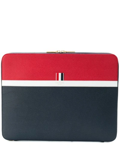 Thom Browne Color-blocked Leather Document Holder In Red, White And Blue