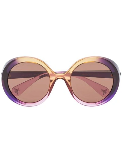 Gucci Multicoloured Tinted Round Sunglasses In 紫色