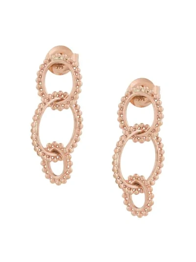 Natalie Marie 9kt Rose Dotted Oval Drop Earrings In Pink