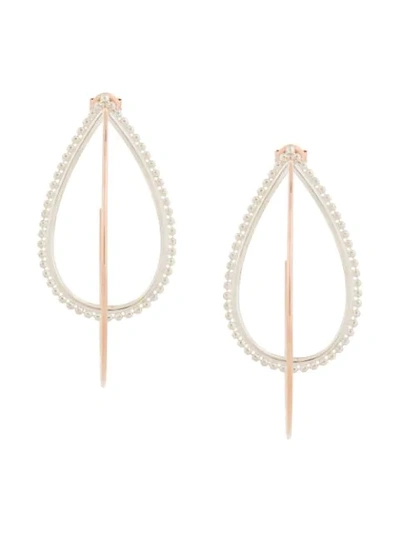 Natalie Marie 9kt Rose Gold And Silver Dotted Hina Hoops
