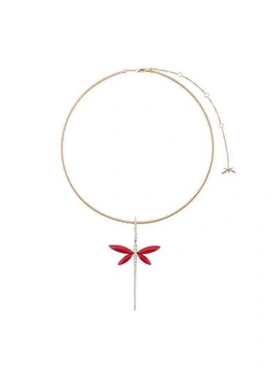 Anapsara 18kt Rose Gold Gran Dragonfly Diamond Necklace