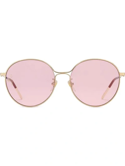 Gucci Round-frame Sunglasses In 金色