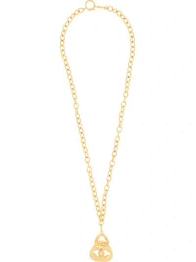 Pre-owned Chanel Vintage  Vintage Cc Logos Gold Chain Pendant Necklace