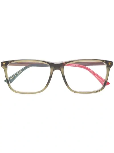 Gucci Rectangle Frame Glasses In 绿色