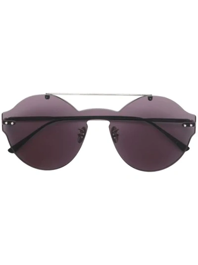 Bottega Veneta Intrecciato Weave Motif Sunglasses In Black