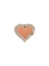 Alison Lou 14kt Yellow Gold, Coral Enamel And Diamond Heart Stud