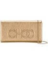 Jimmy Choo Debossed Logo Clutch Bag In Gold