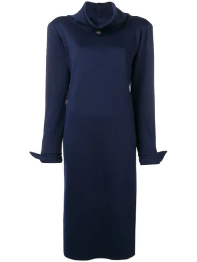 Pre-owned Fendi 1980's Fitted Midi Dress In Blue
