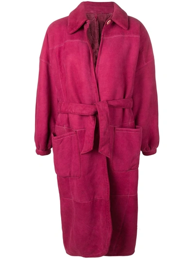 Pre-owned Gianfranco Ferre Vintage 1980's Belted Coat In Pink