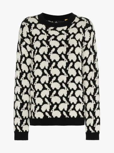 Moncler Rabbit Intarsia Knit Sweater In Black