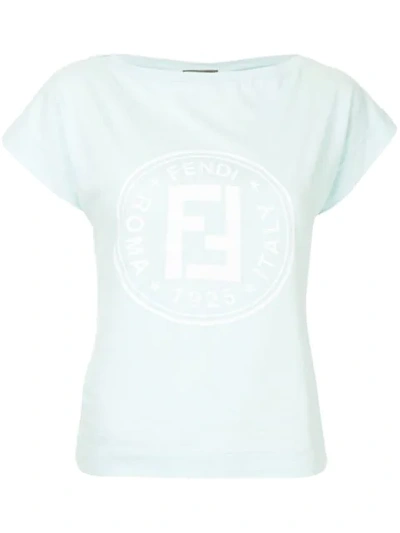 Pre-owned Fendi Logo Print T-shirt In Blue