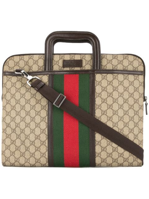 Pre-Owned Gucci Shelly Line Gg Pattern Business Bag In Brown | ModeSens