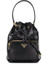 Prada Logo Bucket Bag - Black