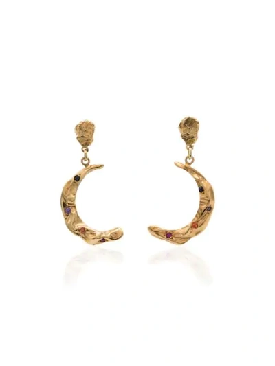 Hermina Athens Stardust Moon Gold-plated Earrings In Metallic