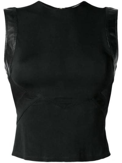 Pre-owned Versace Mesh Panel Top In Black