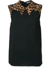 Miu Miu Leopard Print Collar Top - Black