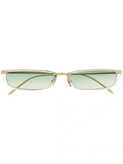 Linda Farrow Rectangular Frame Sunglasses In 金色