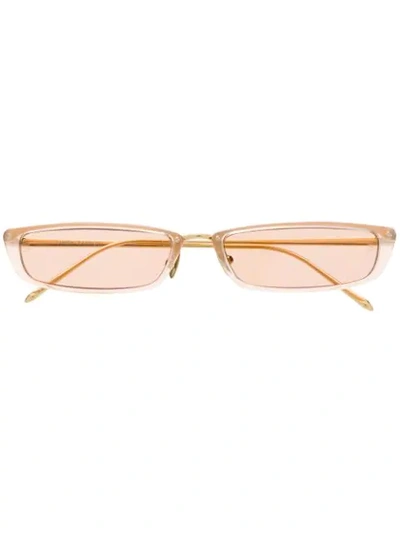 Linda Farrow Rectangular Frame Sunglasses In Pink