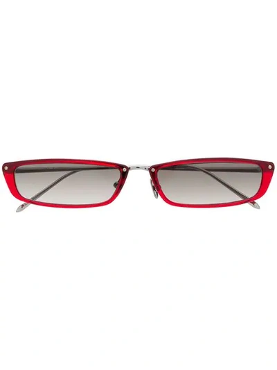 Linda Farrow Rectangular Frame Sunglasses In 红色