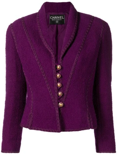 Pre-owned Chanel Tweed Boucle Jacket In Purple
