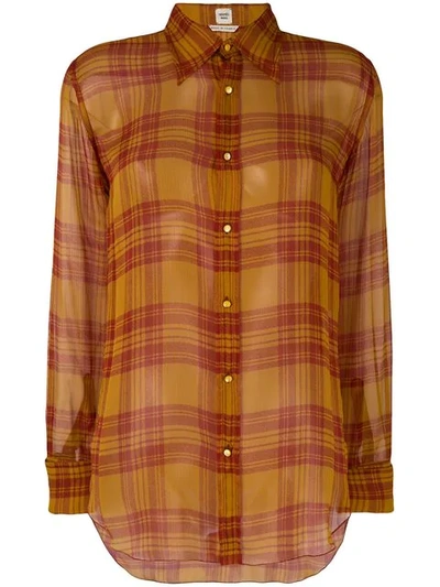 Pre-owned Hermes  Plaid Silk Shirt In Yellow