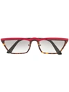 Prada Rectangular Cat Eye Sunglasses In Red