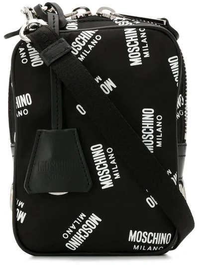 Moschino All Over Logo Messenger In Black