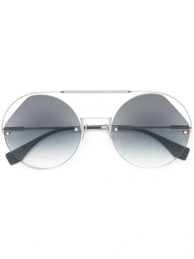 Fendi Ff0325/s Ribbons & Crystals Round-frame Sunglasses In Silver