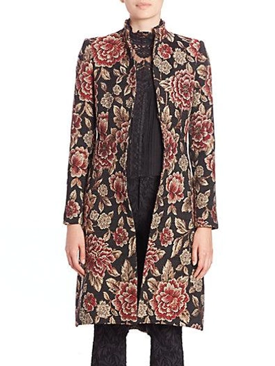 Alice And Olivia Xia Floral Jacquard Jacket In Red-multi