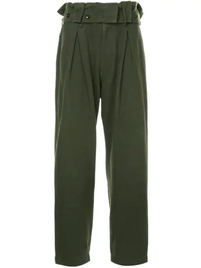 Yohji Yamamoto Vintage High Waisted Pleated Trousers - Green