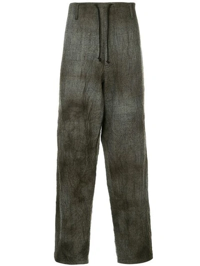Pre-owned Yohji Yamamoto Vintage Drawstring Houndstooth Trousers In Grey