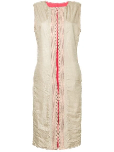 Pre-owned Issey Miyake Trimming Detail Dress In White