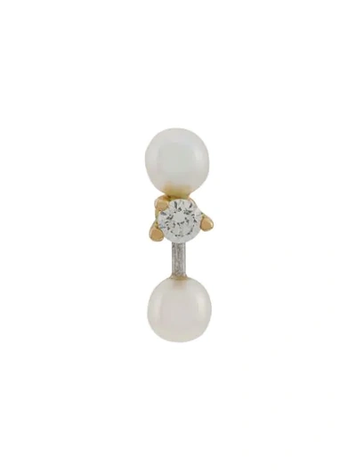 Delfina Delettrez 18kt Yellow And White Gold Two In One Pearl And Diamond Earring