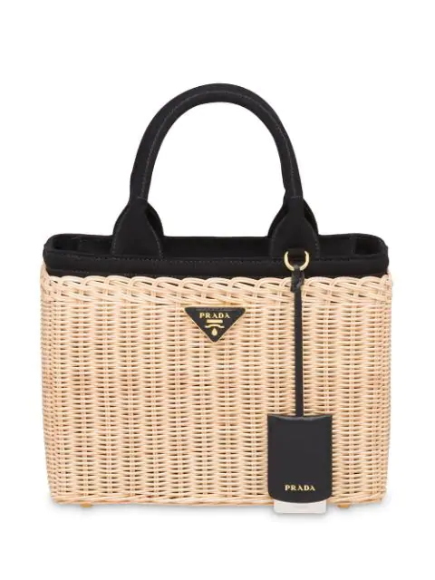 prada beige raffia beach tote bag