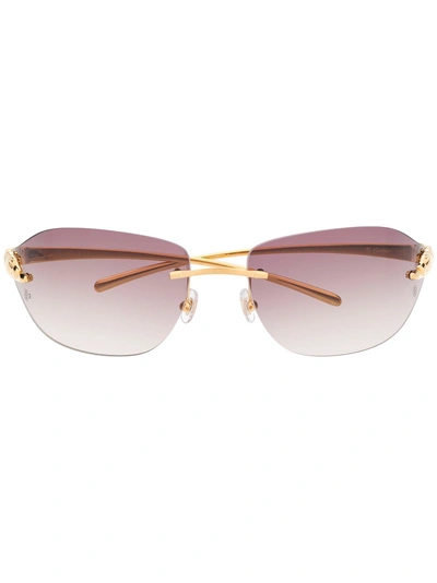 Cartier Rimless Tinted Sunglasses In Gold
