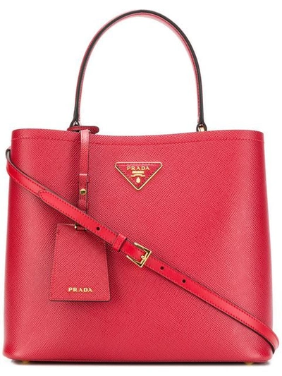 Prada Double Tote In Red