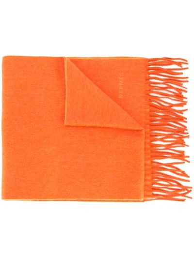 Pre-owned Hermes 1986  Cashmere Scarf In Orange