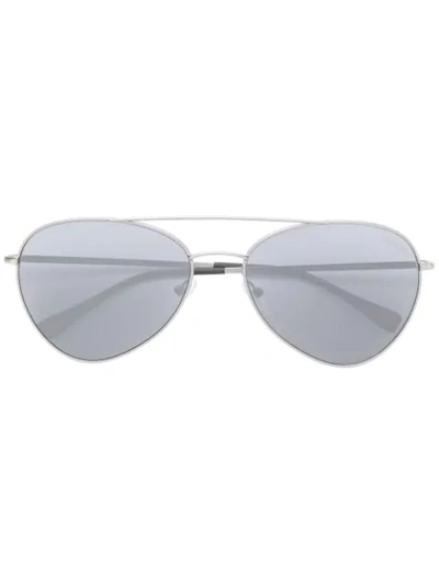 Prada Aviator Shaped Sunglasses In Metallic